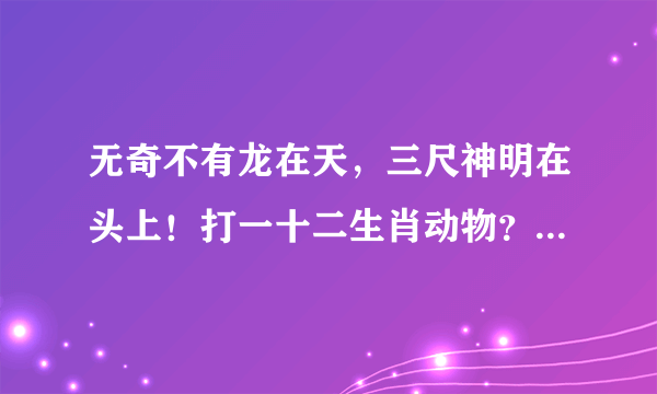 无奇不有龙在天，三尺神明在头上！打一十二生肖动物？什么是懂的爱的动物？