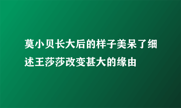 莫小贝长大后的样子美呆了细述王莎莎改变甚大的缘由