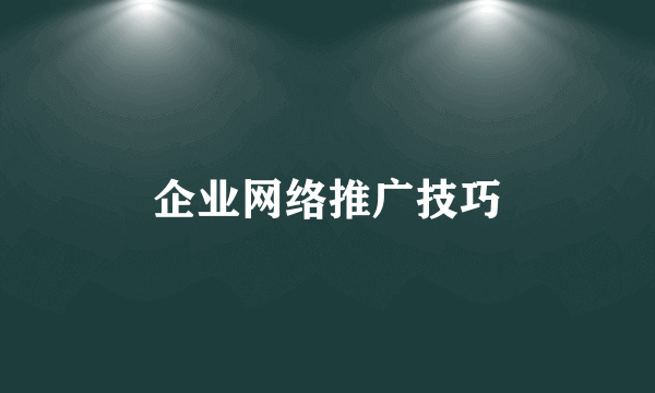 企业网络推广技巧