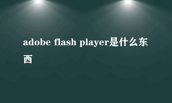 adobe flash player是什么东西