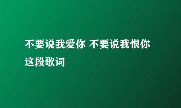 不要说我爱你 不要说我恨你 这段歌词