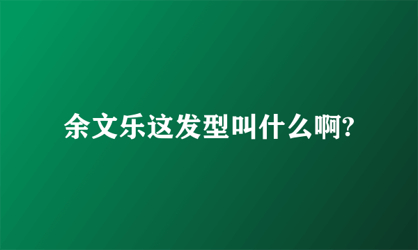余文乐这发型叫什么啊?