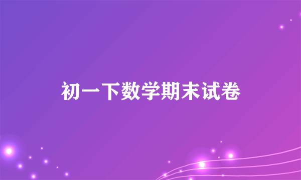 初一下数学期末试卷