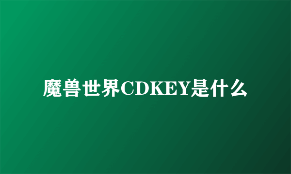 魔兽世界CDKEY是什么