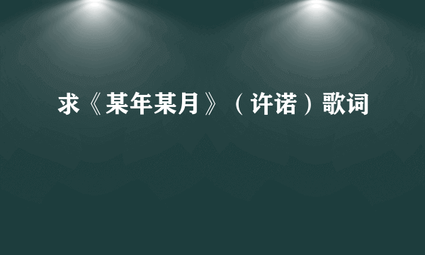 求《某年某月》（许诺）歌词
