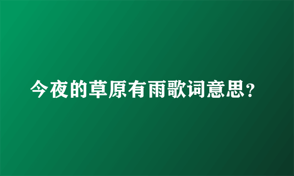 今夜的草原有雨歌词意思？