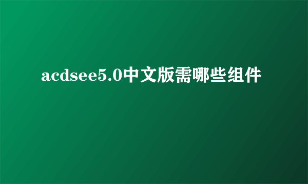 acdsee5.0中文版需哪些组件