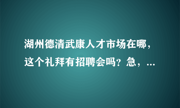 湖州德清武康人才市场在哪，这个礼拜有招聘会吗？急，，求好心人解答。有加分