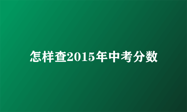 怎样查2015年中考分数