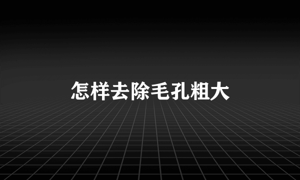 怎样去除毛孔粗大