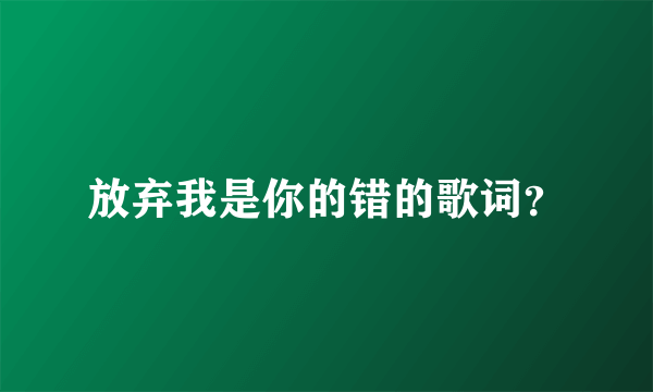 放弃我是你的错的歌词？