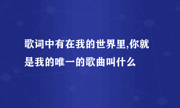 歌词中有在我的世界里,你就是我的唯一的歌曲叫什么