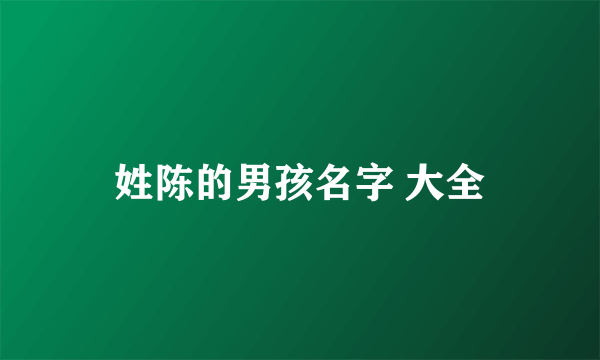 姓陈的男孩名字 大全