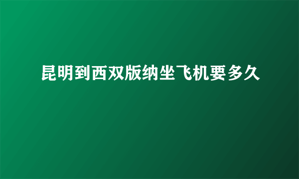 昆明到西双版纳坐飞机要多久