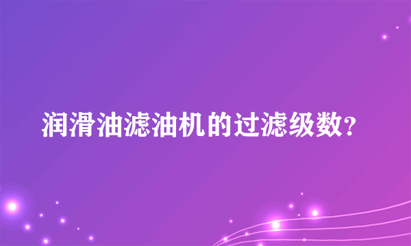 润滑油滤油机的过滤级数？
