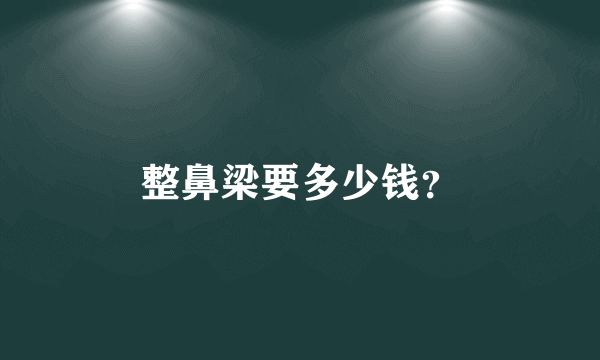 整鼻梁要多少钱？