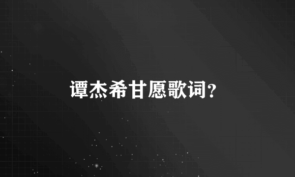 谭杰希甘愿歌词？