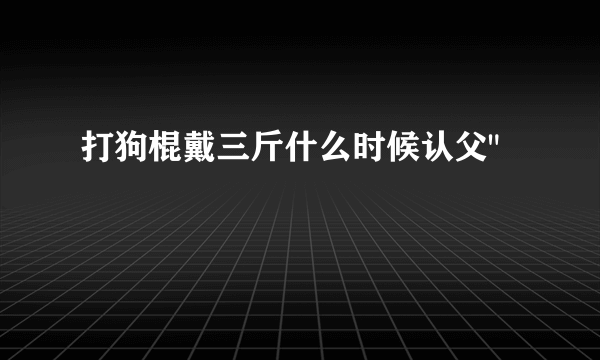 打狗棍戴三斤什么时候认父