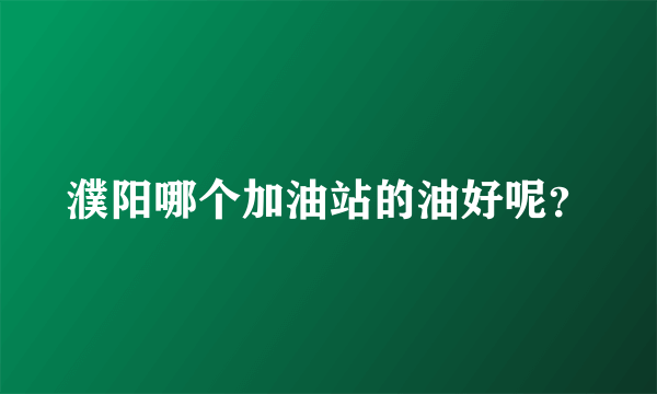 濮阳哪个加油站的油好呢？