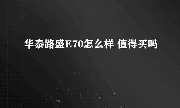 华泰路盛E70怎么样 值得买吗