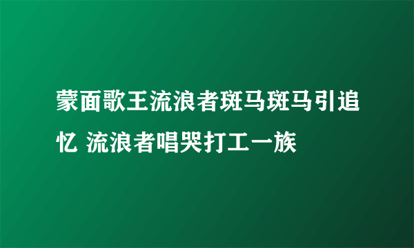 蒙面歌王流浪者斑马斑马引追忆 流浪者唱哭打工一族
