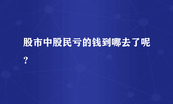股市中股民亏的钱到哪去了呢？