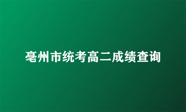 亳州市统考高二成绩查询