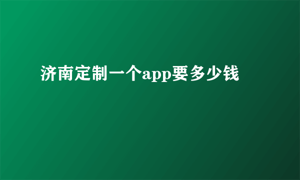 济南定制一个app要多少钱