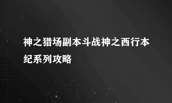 神之猎场副本斗战神之西行本纪系列攻略