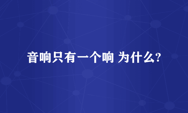 音响只有一个响 为什么?