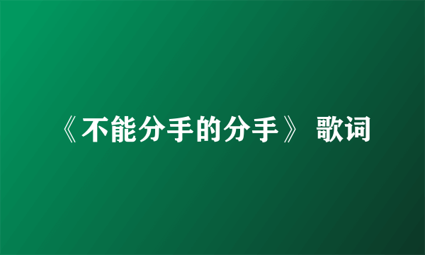 《不能分手的分手》 歌词