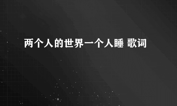 两个人的世界一个人睡 歌词