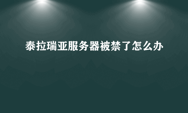 泰拉瑞亚服务器被禁了怎么办