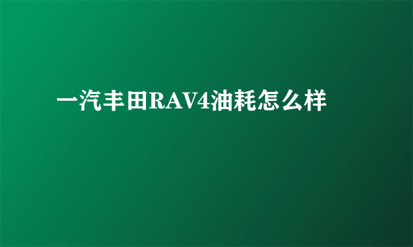 一汽丰田RAV4油耗怎么样