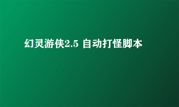 幻灵游侠2.5 自动打怪脚本