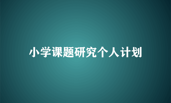 小学课题研究个人计划