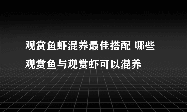 观赏鱼虾混养最佳搭配 哪些观赏鱼与观赏虾可以混养