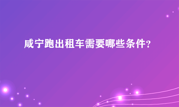 咸宁跑出租车需要哪些条件？