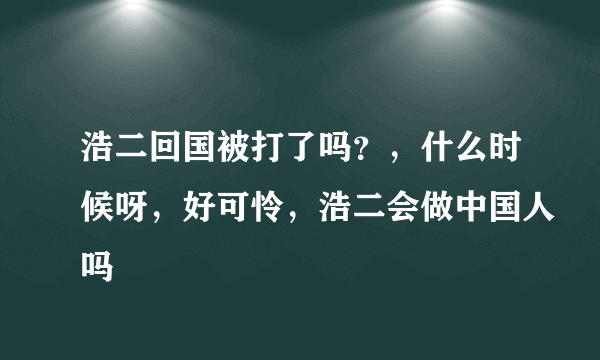 浩二回国被打了吗？，什么时候呀，好可怜，浩二会做中国人吗