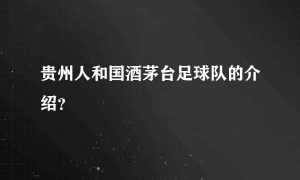 贵州人和国酒茅台足球队的介绍？