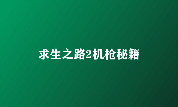 求生之路2机枪秘籍