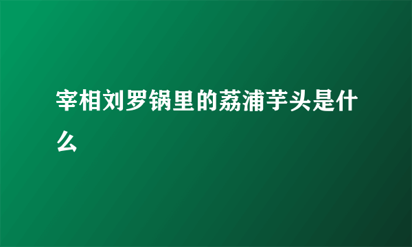 宰相刘罗锅里的荔浦芋头是什么