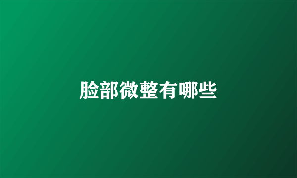 脸部微整有哪些