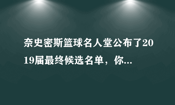奈史密斯篮球名人堂公布了2019届最终候选名单，你怎么看？