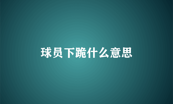 球员下跪什么意思
