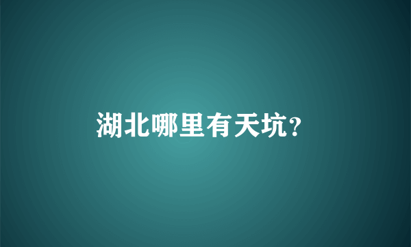 湖北哪里有天坑？
