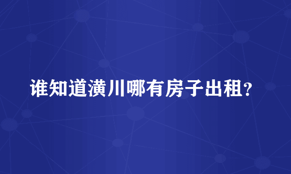 谁知道潢川哪有房子出租？