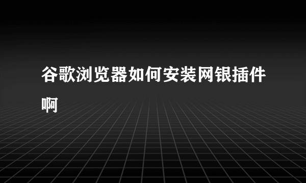 谷歌浏览器如何安装网银插件啊