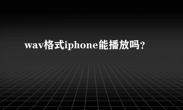 wav格式iphone能播放吗？