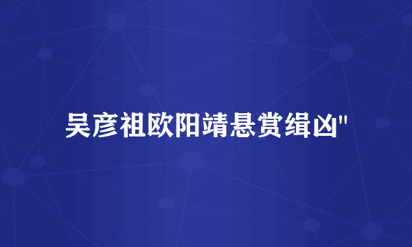 吴彦祖欧阳靖悬赏缉凶